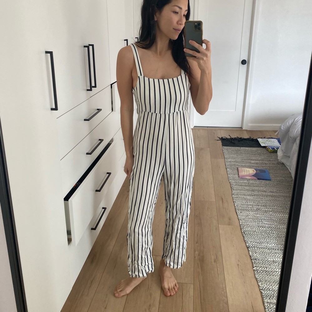 Amuse society striped summer jumpsuit